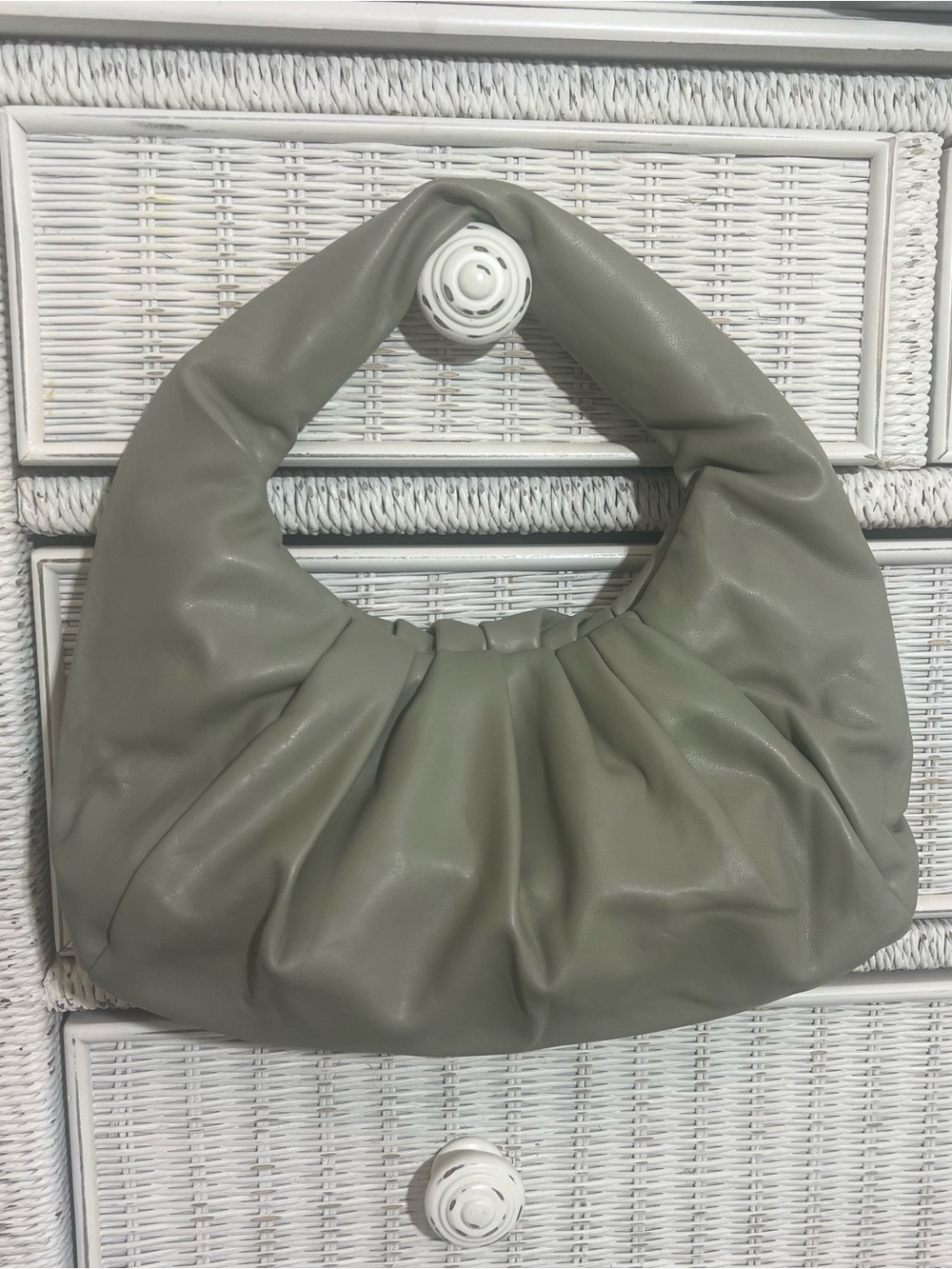 Sage Green Dumpling Hobo Bag Soft Vegan Leather Slouchy Shoulder Handbag